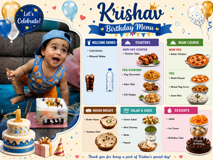 Krishav's Birthday Menu